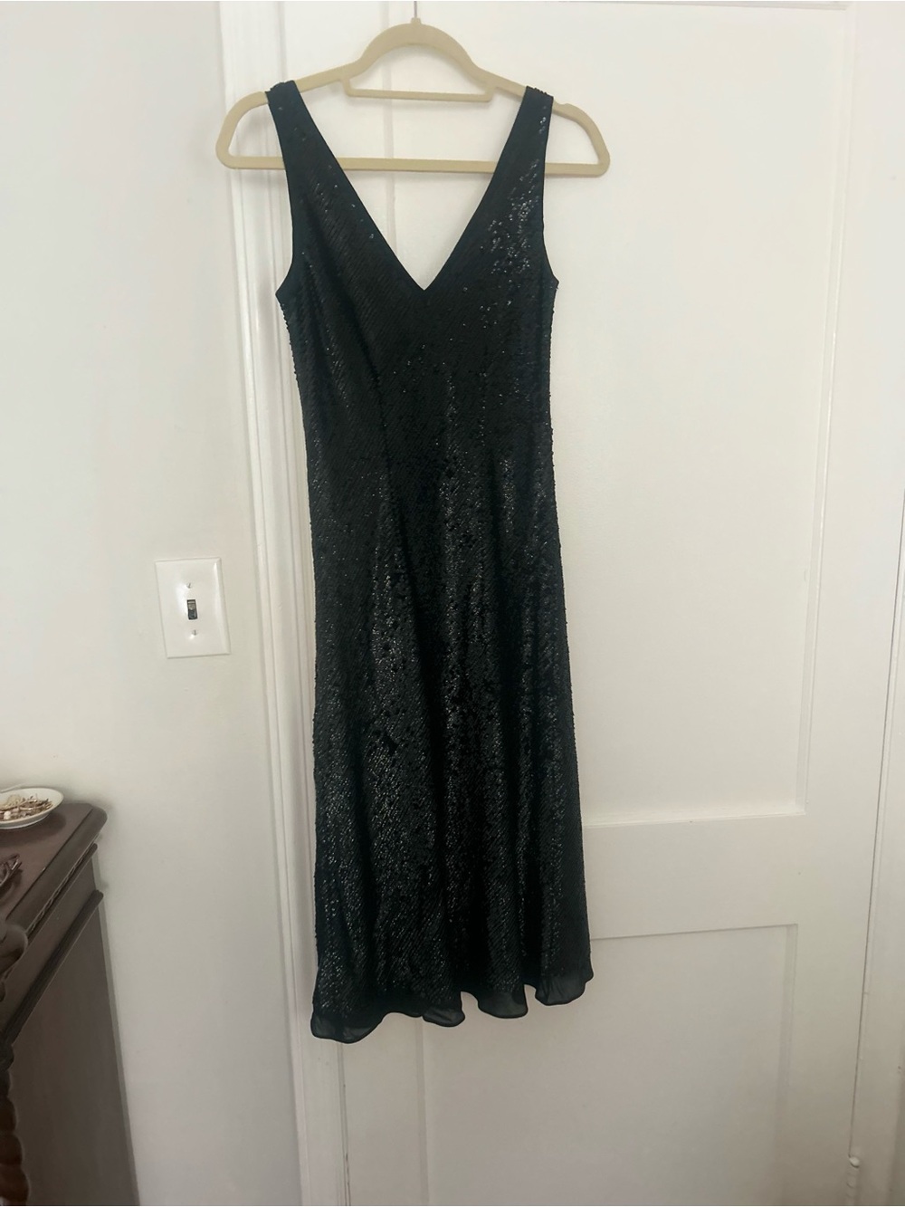 Banana Republic Black Sequin V-Neck Midi Dress